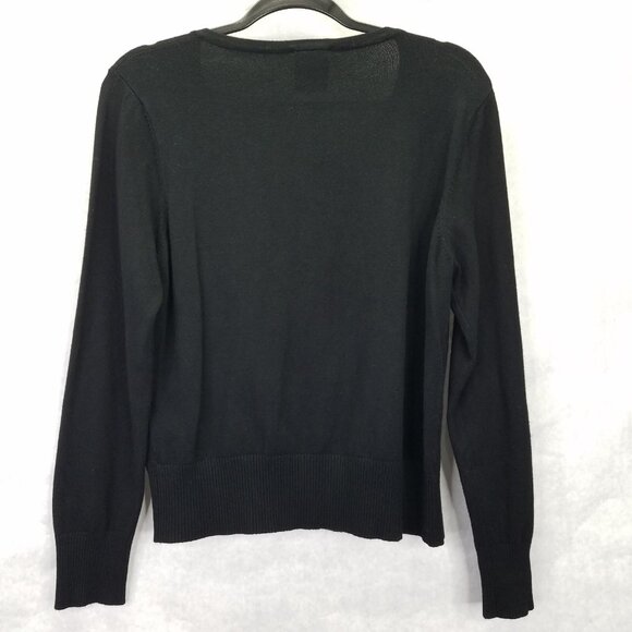 Too Fast Cardigan Womens XL Sugar Skull Bow Embroidery Button Stretch Knit Black - Picture 9 of 16